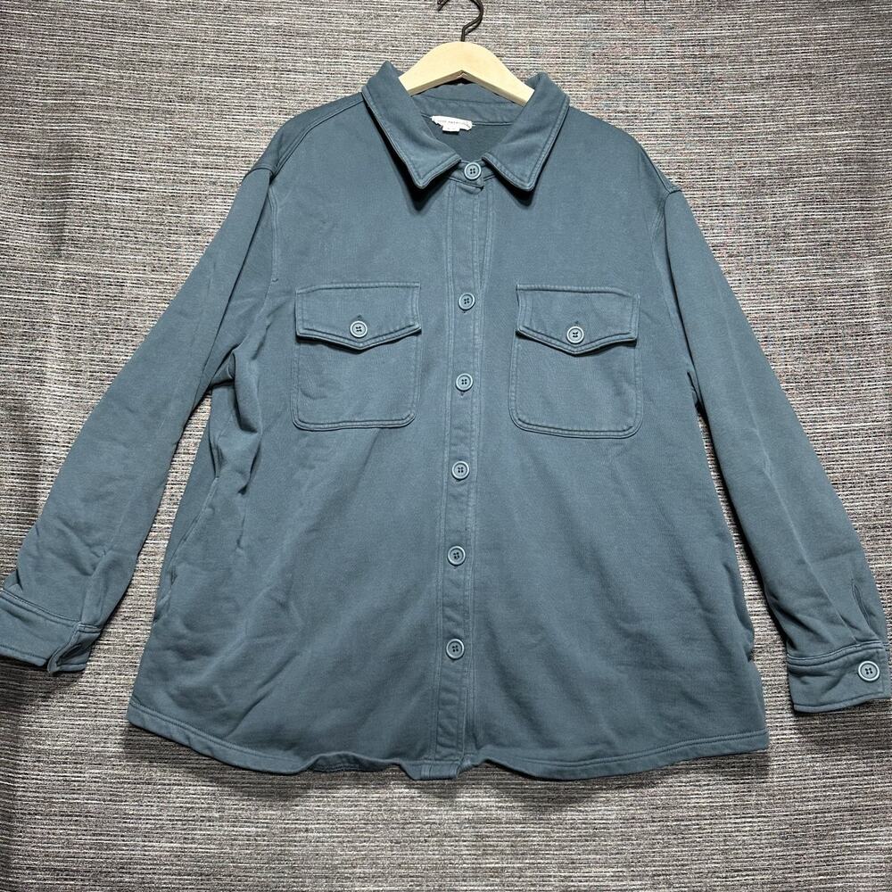 Good American Blue Green Button Down Shirt Shacket Size 3X